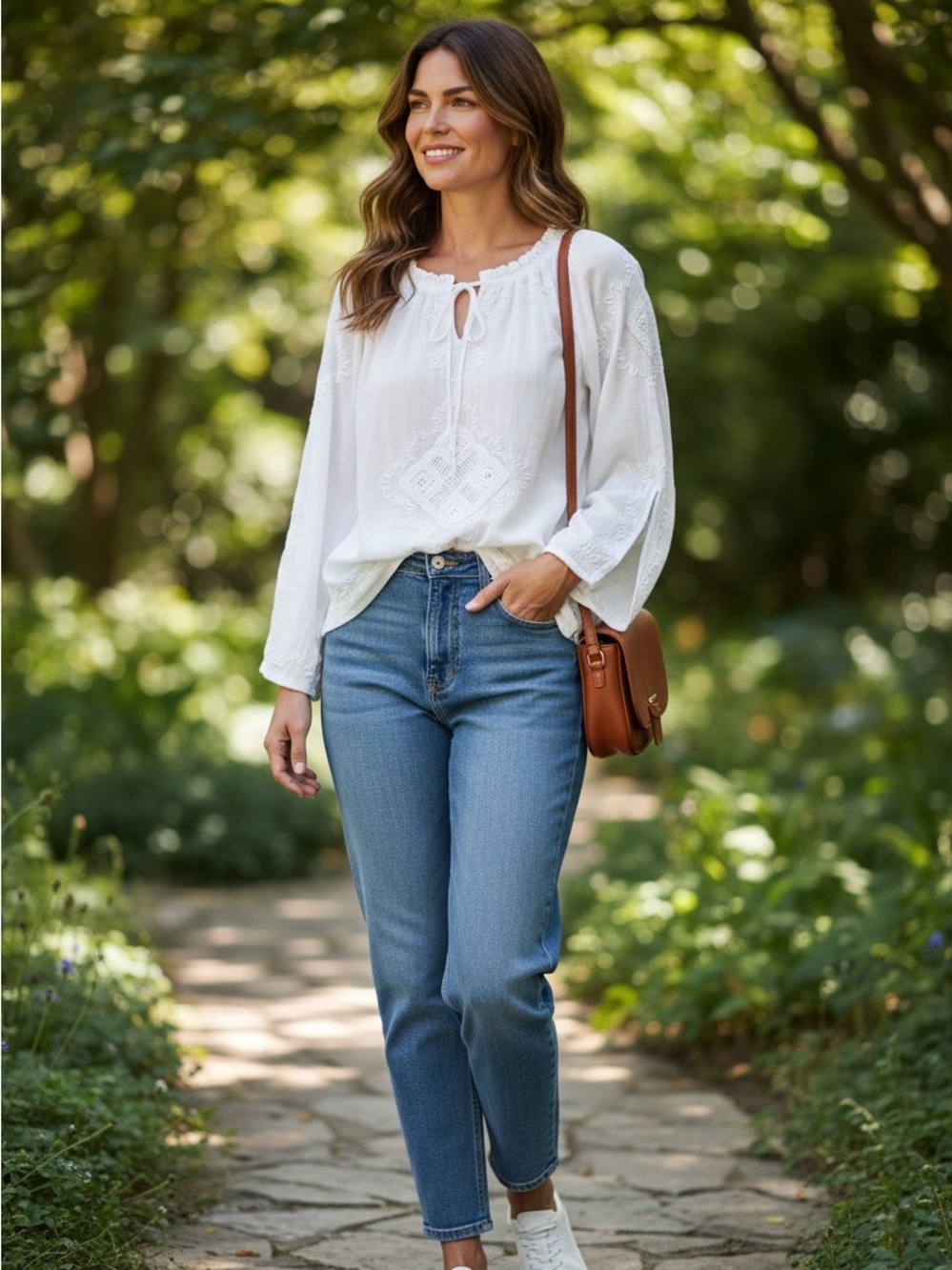 Cynthia Rowley Boho Cotton Ivory Peasant Blouse Sz Med - Picture 2 of 9